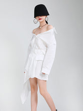 Women Strapless Asymmetric Long Sleeve Dress